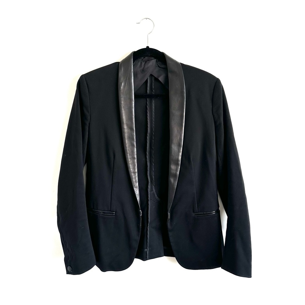 Rag & Bone leather trim black blazer